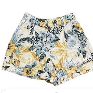 Maison D’Amelie, Linen blend Floral Print Women's Shorts linen blend, Size 6